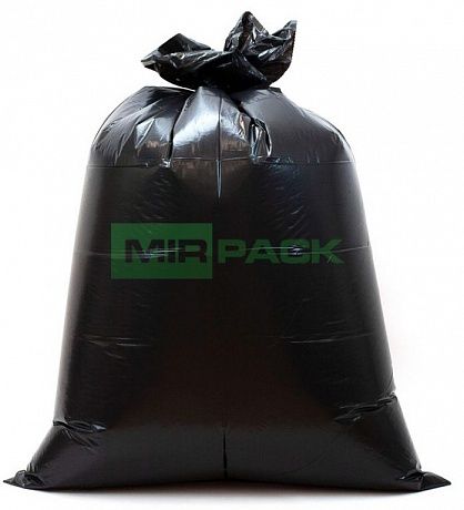 Мешки для мусора 240 литров, 50 мкм, ПВД, черные, упаковка 100 штук, 105х120 см - 2х слойные - Вид 1